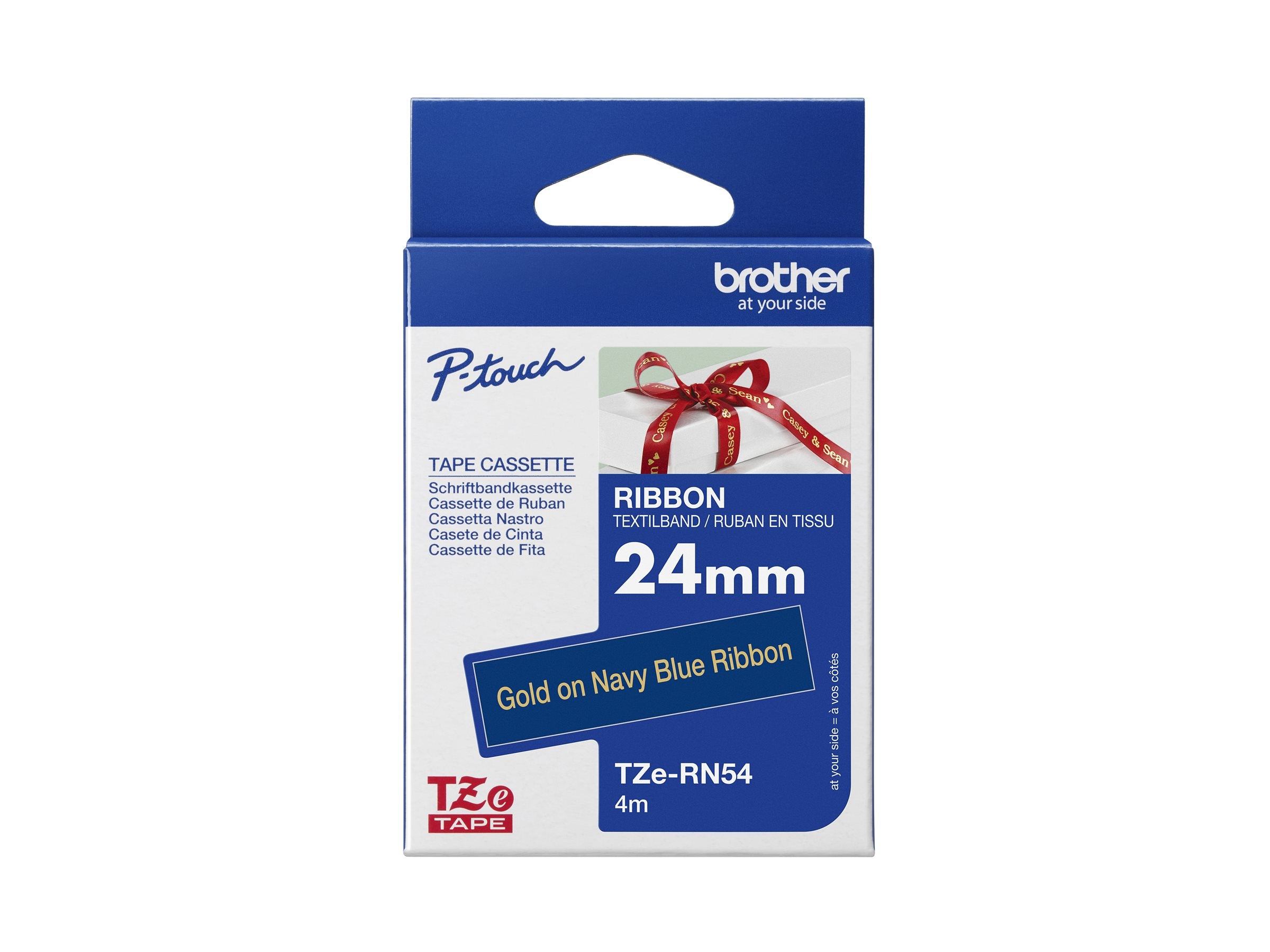 BROTHER P-Touch 24mm dark blue/gold ribbon tape - Vorderansicht