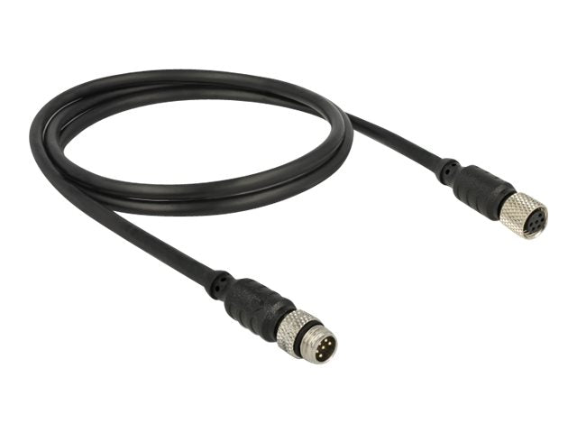 DELOCK M8 Sensor- / Aktorkabel 6 Pin Stecker zu 6 Pin Buchse wasserdicht 1m - Vorderansicht