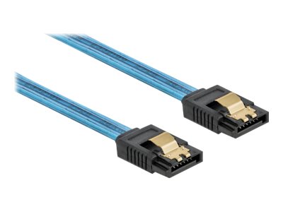 DELOCK SATA 6 Gb/s Kabel UV Leuchteffekt blau 30cm - Vorderansicht