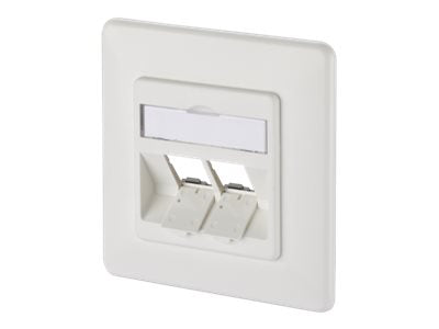 Vorderansicht der METZ CONNECT Keystone Anschlussdose UP 2 Port unbestuckt reinweiss