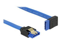 DELOCK Kabel SATA 6 Gb/s Buchse gerade > SATA Buchse oben gewinkelt 50cm blau mit Goldclips