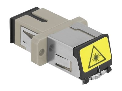 DELOCK LWL Kupplung mit Laserschutzklappe SC Simplex Buchse zu SC Simplex Buchse Multimode beige