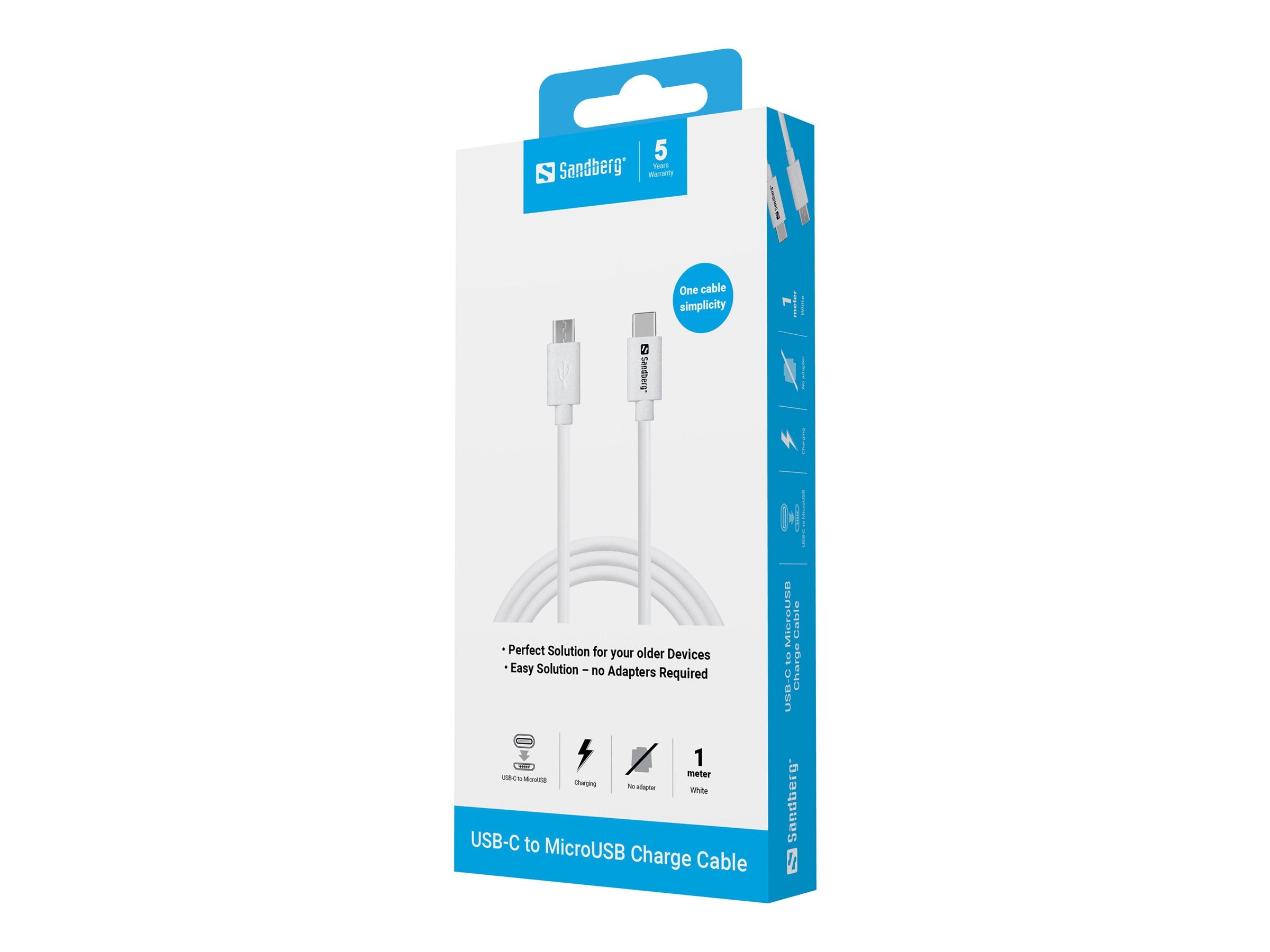 SANDBERG USB-C-MicroUSB Charge Cable 1m Vorderansicht