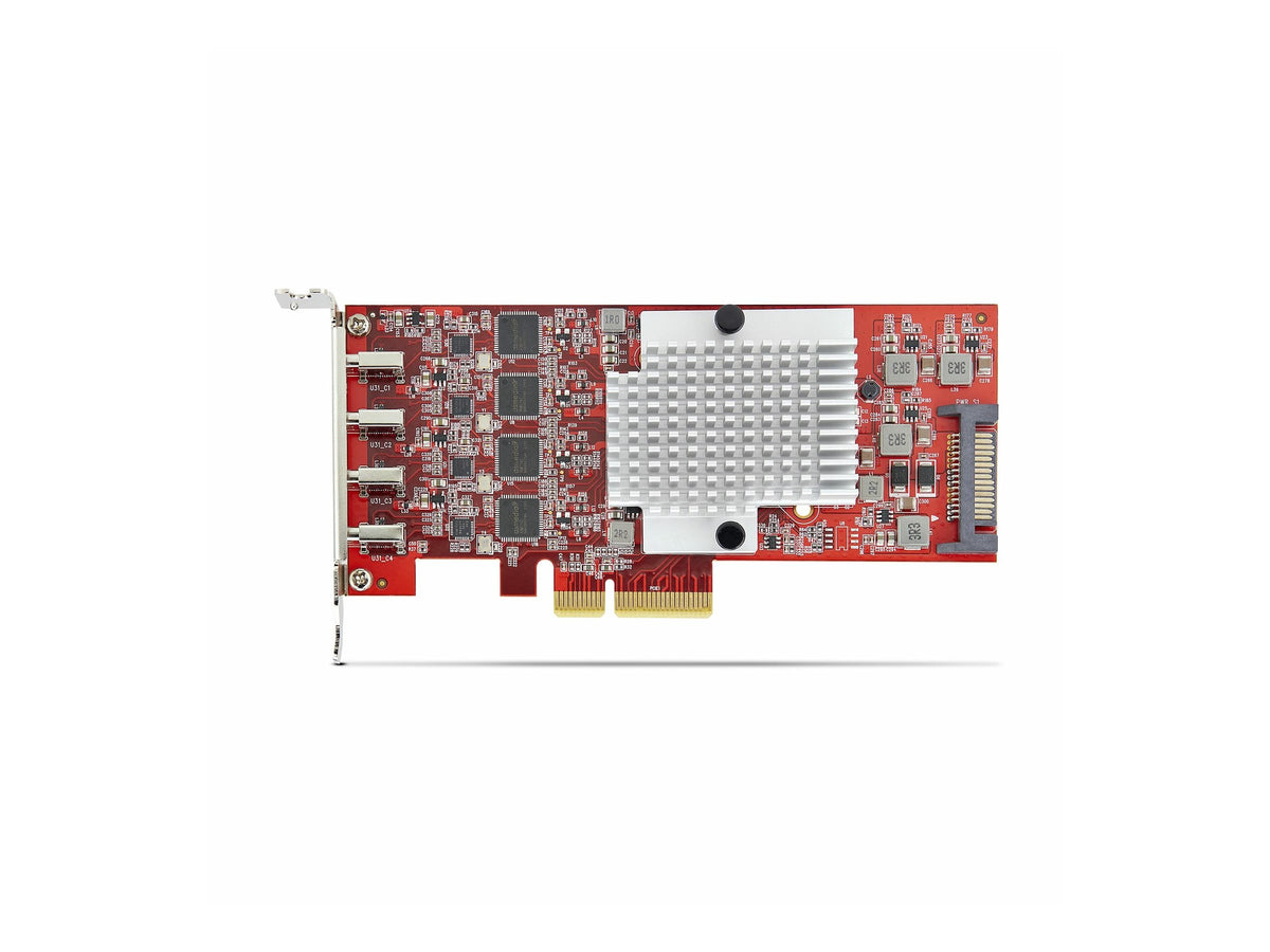 STARTECH.COM 4-Port USB-C 10Gbps PCIe Karte 4x Separate USB 3.2 Kontroller PCI Express 3.0 Niedrigprofil Bugel TAA