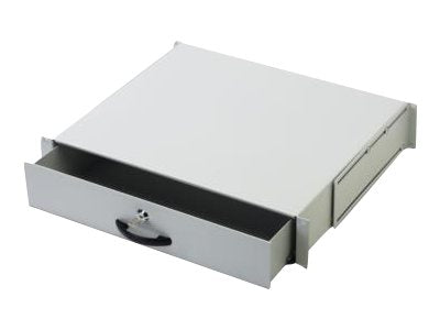 DIGITUS Schublade abschliessbar 2HE RAL 7035 - Vorderansicht