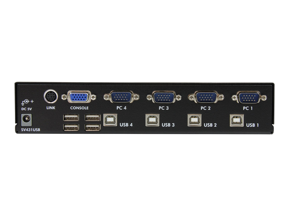 STARTECH.COM 4 Port VGA USB KVM Switch mit Hub - VGA KVM Umschalter für 4 PCs - Desktop KVM Switch mit 4x USB 2.0