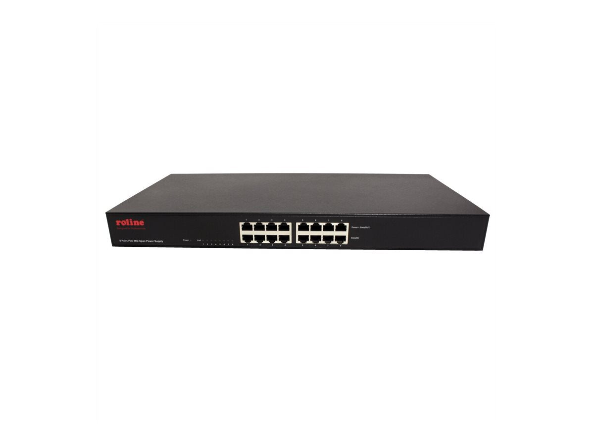 ROLINE 48,26cm 19Zoll Fast Ethernet PoE Mid-Span Injektor Verpackung