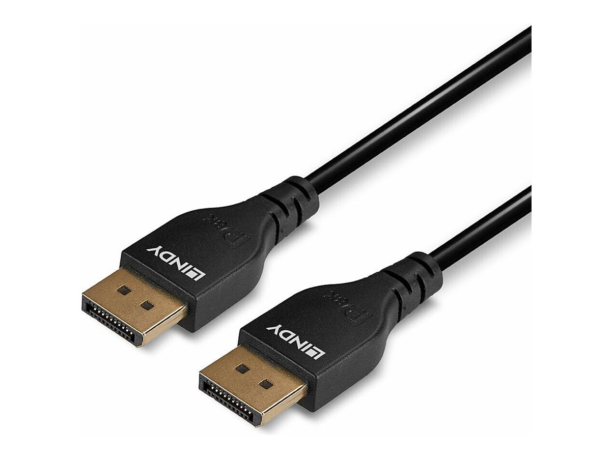LINDY 3m DisplayPort 1.4 Kabel Slim DP-Stecker an DP-Stecker - Vorderansicht