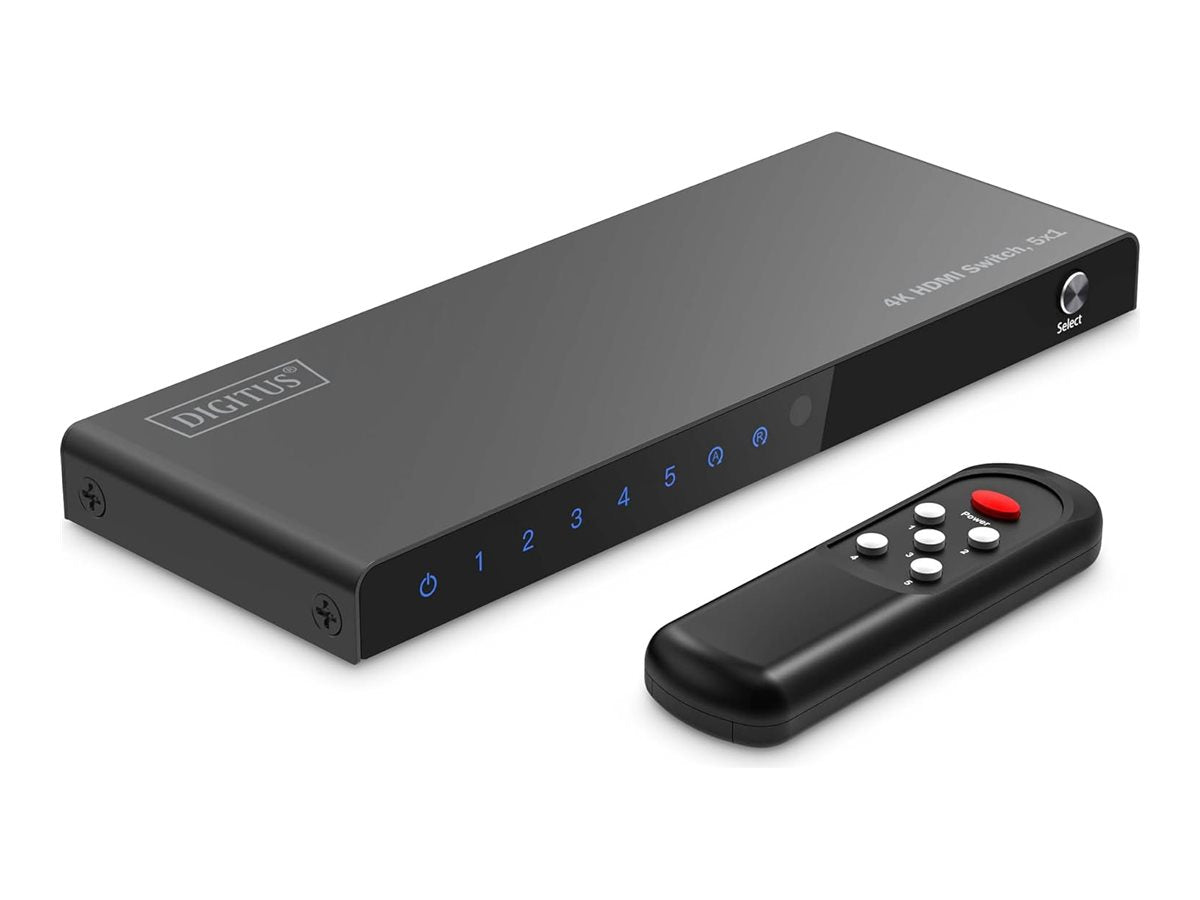 DIGITUS 5x1 HDMI Switch 4K/60Hz HDCP 2.3 Vorderansicht