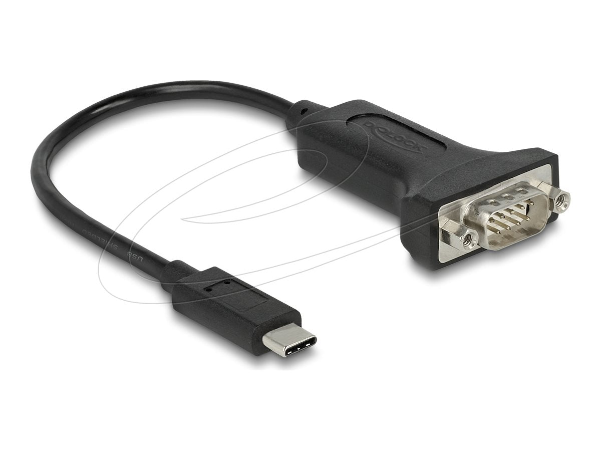 DELOCK Adapter USB Type-C zu 1 x Seriell RS-232 D-Sub 9 Pin Stecker mit Muttern 25cm - Vorderansicht