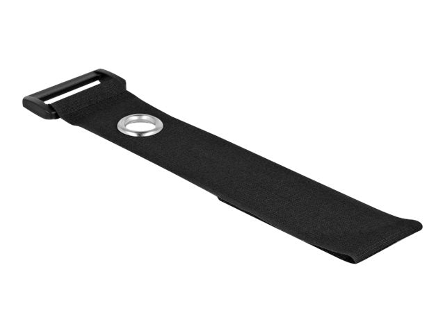 DELOCK Klett-Kabelbinder mit Schlaufe und Befestigungsöse L 280 x B 38mm schwarz 3 Stück