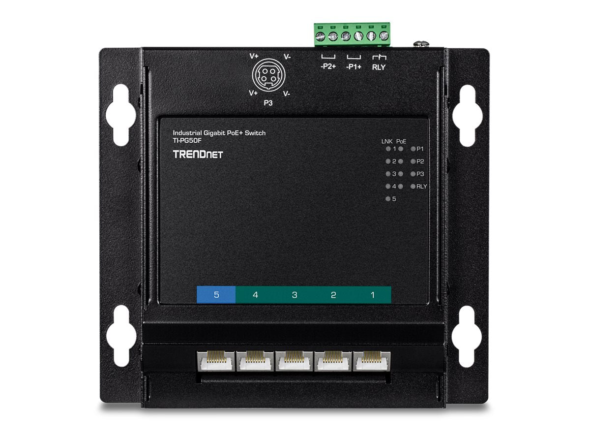 TRENDNET 5-Port Industrieller Gigabit PoE+ DIN-Rail-Switch Verpackung