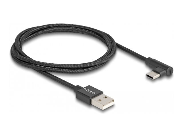 DELOCK USB 2.0 Kabel Typ-A Stecker zu USB Type-C Stecker gewinkelt 1m schwarz - Vorderansicht