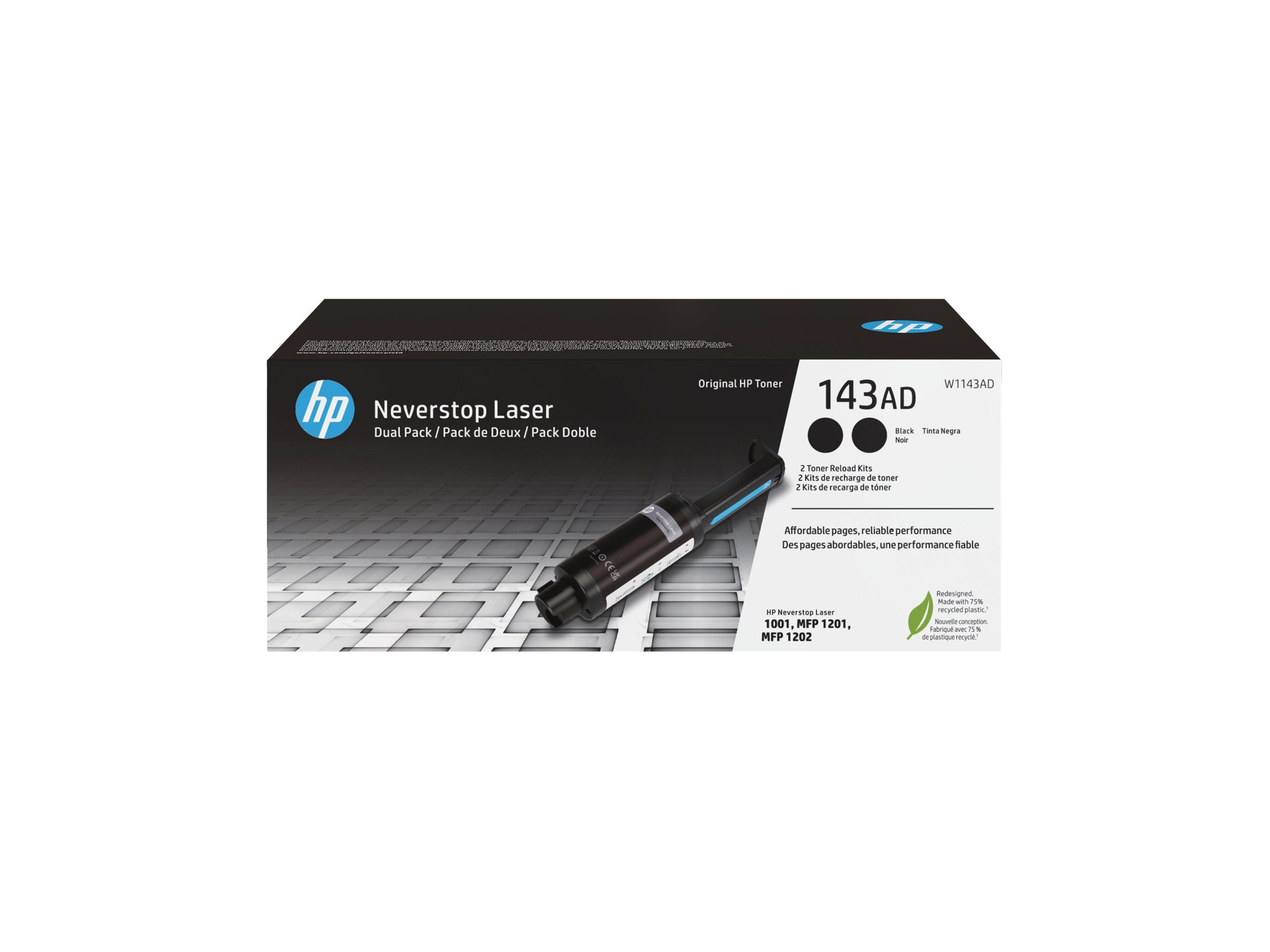 HP 143AD Neverstop Toner Reload Kit 2-Pack Vorderansicht