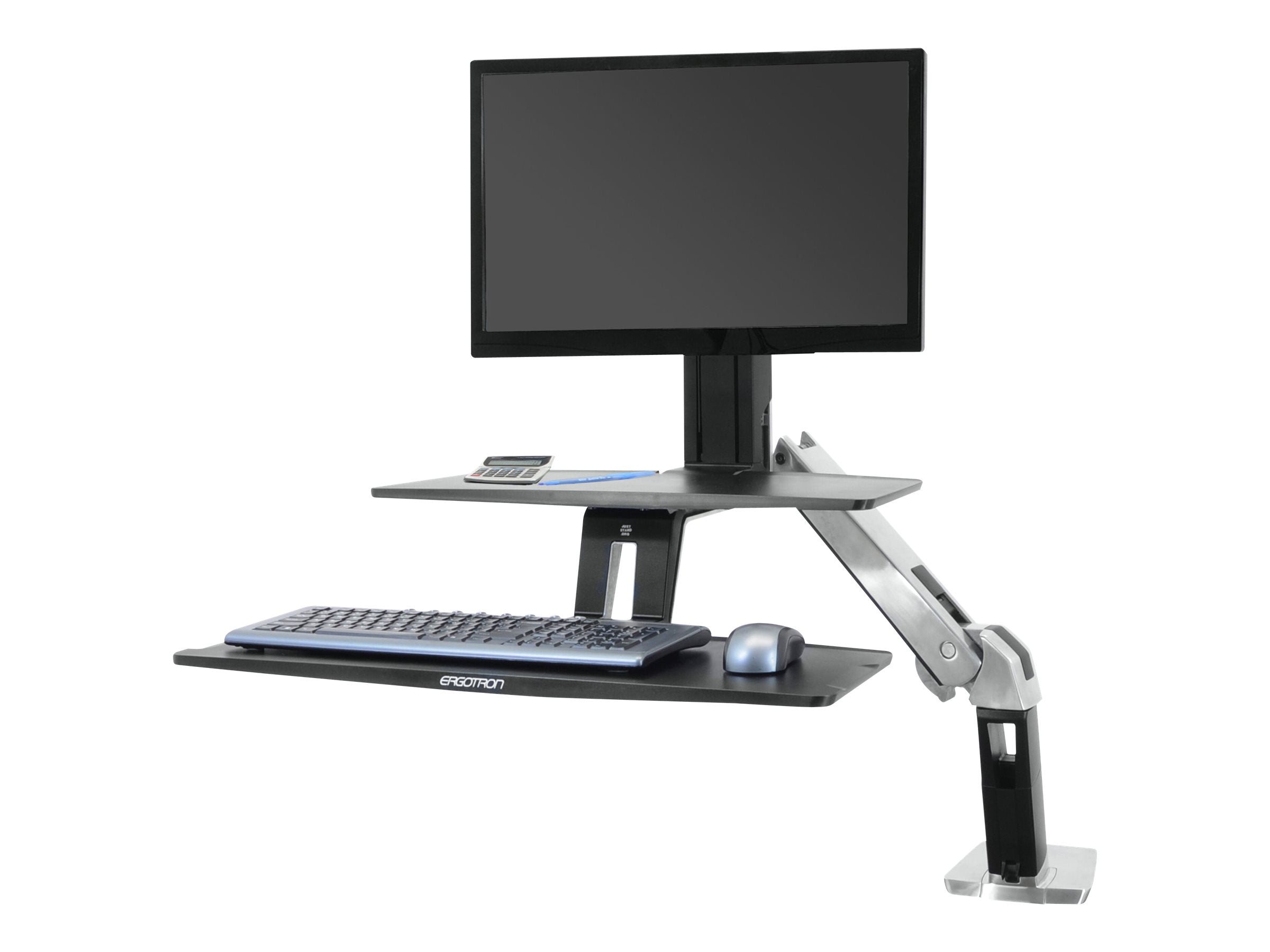 ERGOTRON WorkFit-A mit tiefer gelegter Tastaturablage mittelgrosser Monitor HD bis 68