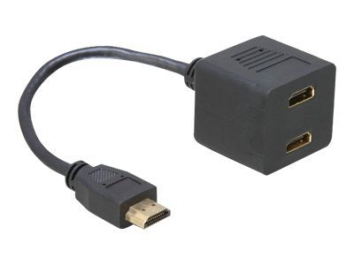 DELOCK Adapter HDMI Stecker zu 2x HDMI Buchse Vorderansicht