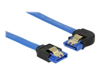 DELOCK Kabel SATA 6 Gb/s Buchse gerade > SATA Buchse links gewinkelt 10cm blau mit Goldclips