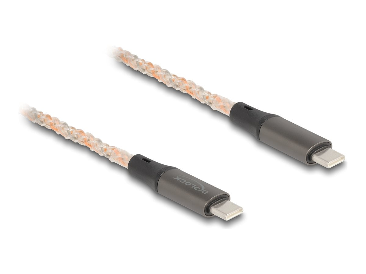 DELOCK USB 2.0 Kabel USB Type-C Stecker zu Stecker PD 3.0 100 W mit Leistungsanzeige 2m - Vorderansicht