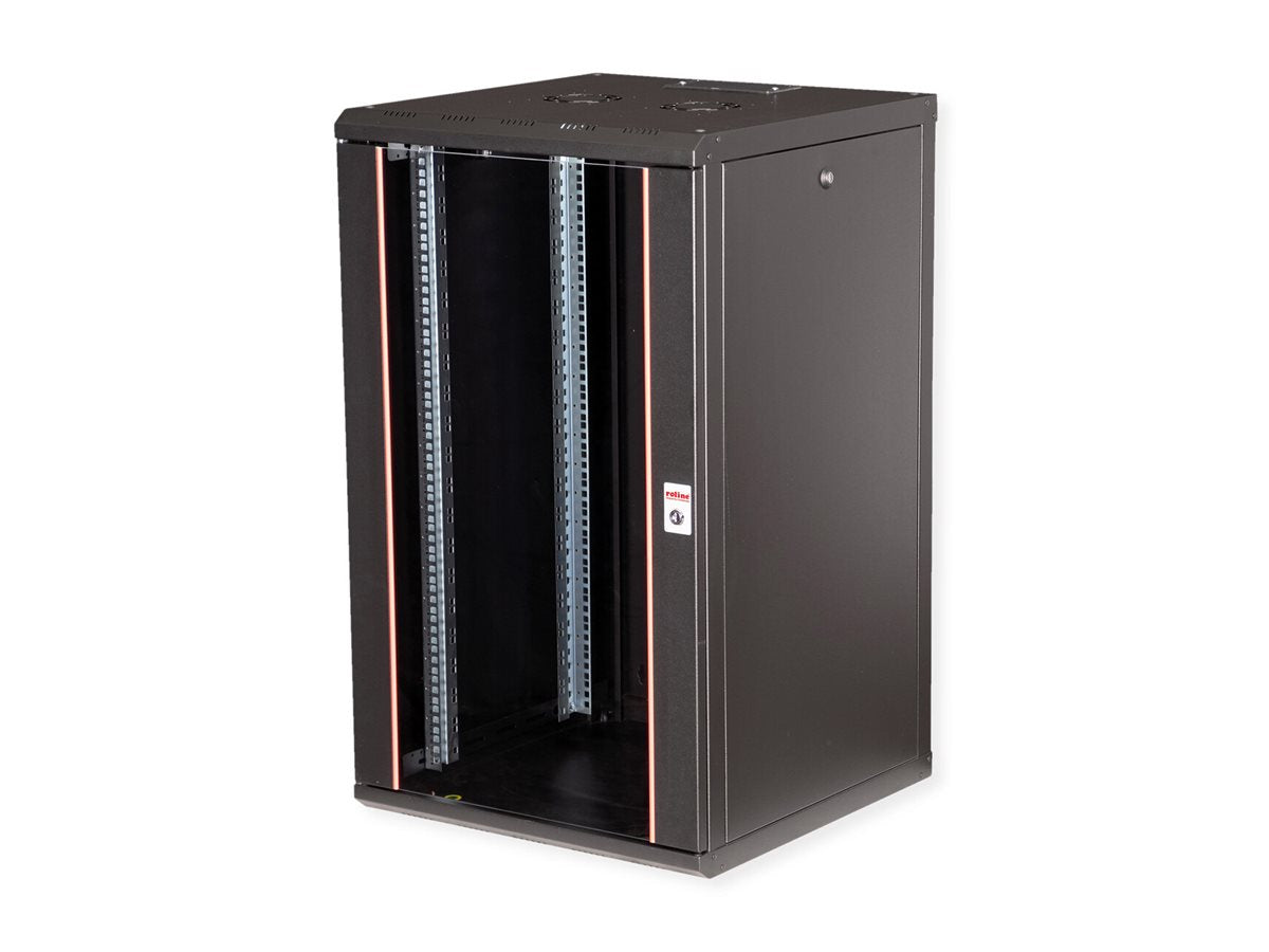 Detailansicht der Fronttür des ROLINE Wandgehäuses Pro 48,26cm 19Zoll 20 HE 600x600 BxT schwarz