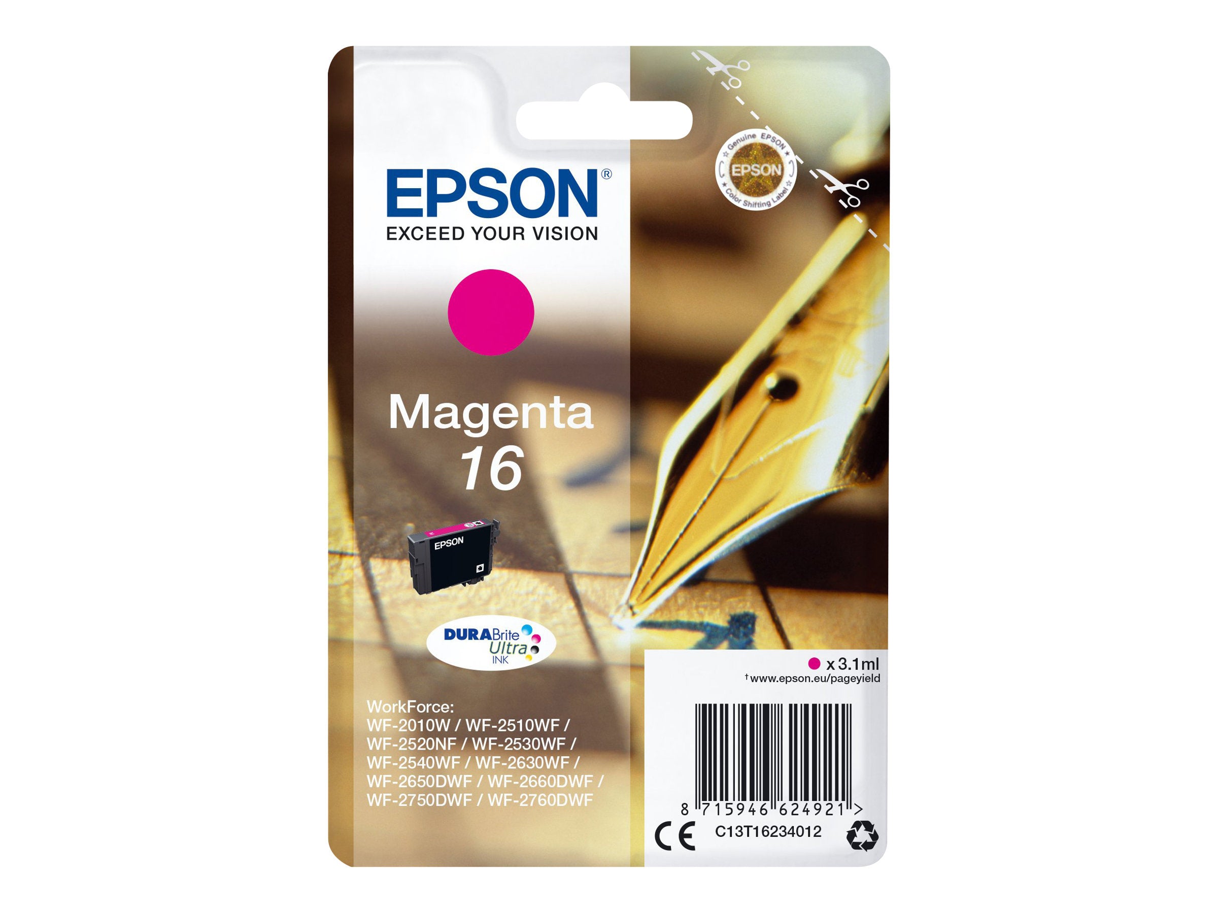 EPSON 1LB 16 Tintenpatrone Magenta - Vorderansicht