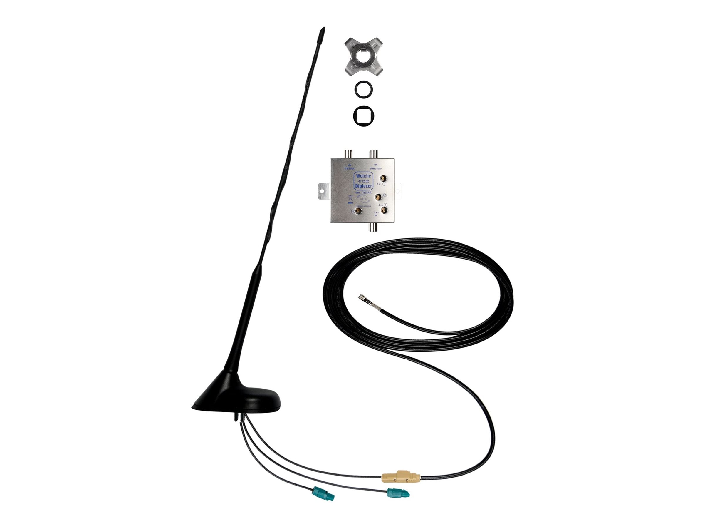 PUC ATTB Kombiflexantenne 4m/ TETRA 3dB/ GSM/ GPS incl. abst. Weiche