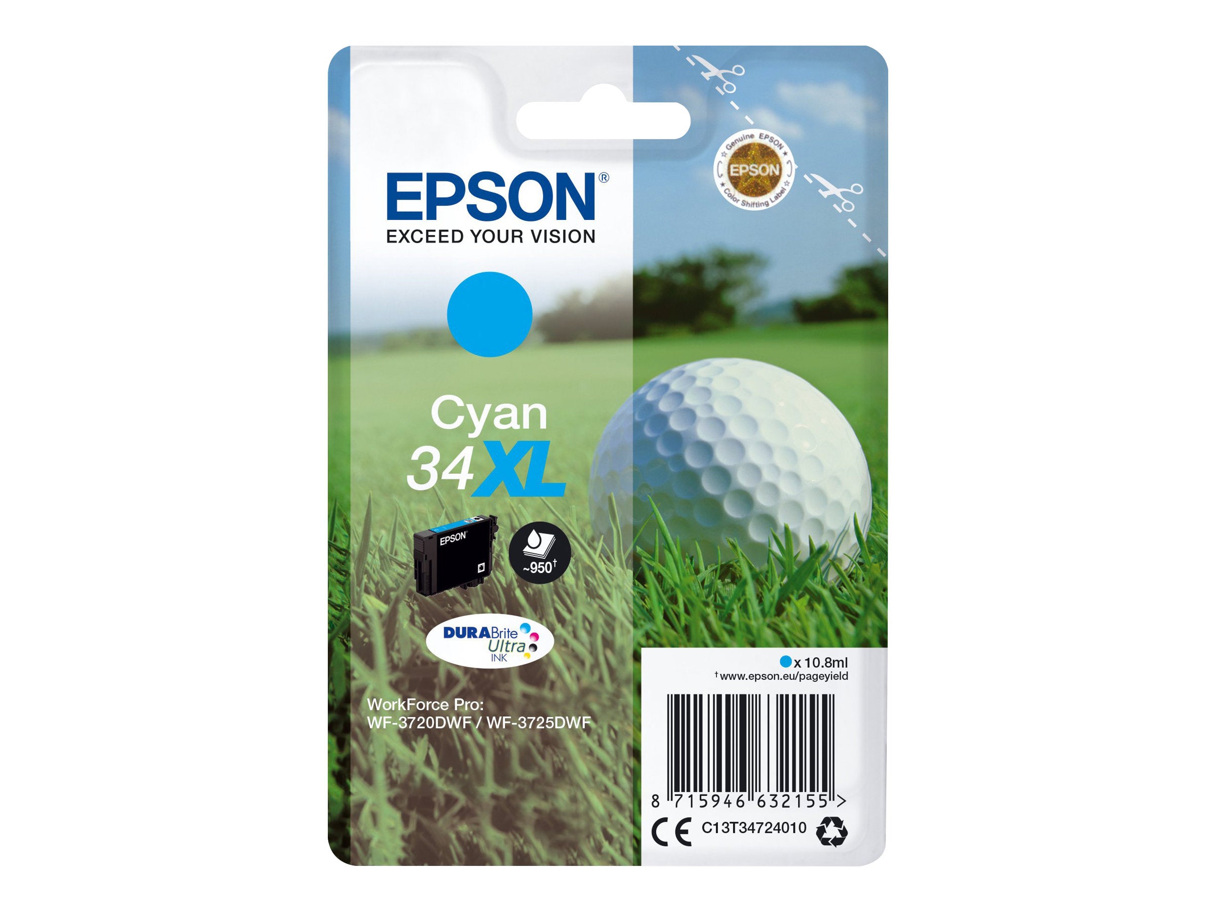 EPSON 2LB Singlepack 34XL Cyan DURABrite Ink Ultra XL Verpackung