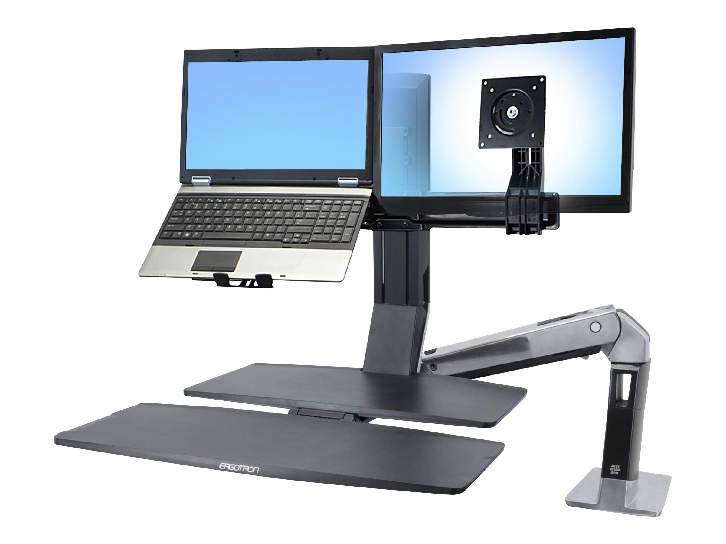 Vorderansicht des ERGOTRON WorkFit Convert-to-LCD und Laptop Kits