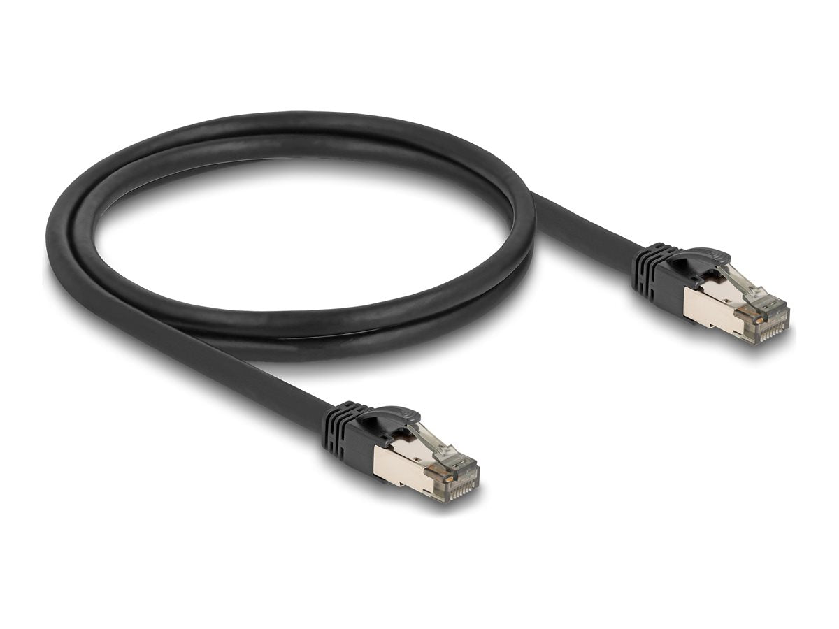 DELOCK RJ45 Netzwerkkabel Cat.6A U/FTP ultra flexibel 1 m schwarz - Vorderansicht