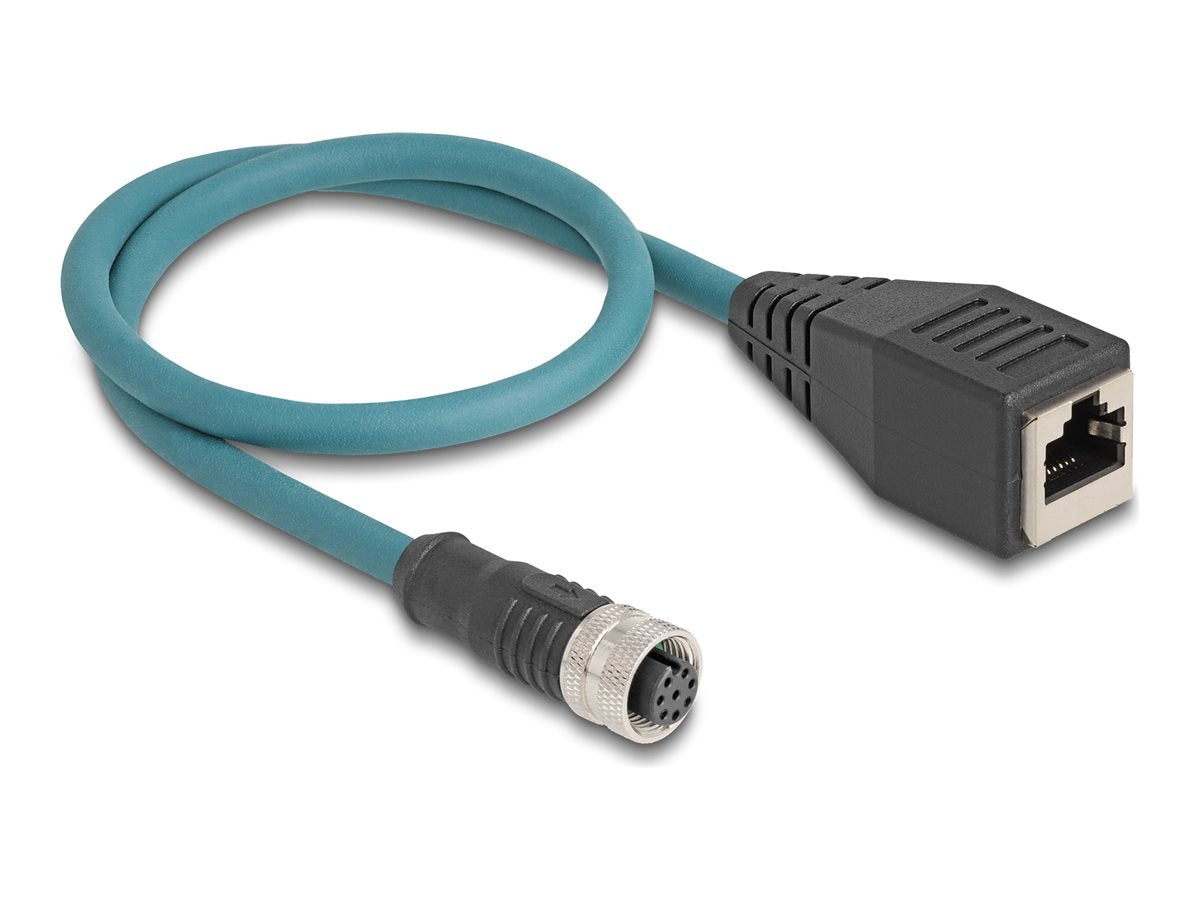 DELOCK M12 Adapterkabel A-kodiert 8 Pin Buchse zu RJ45 Buchse 50cm - Vorderansicht