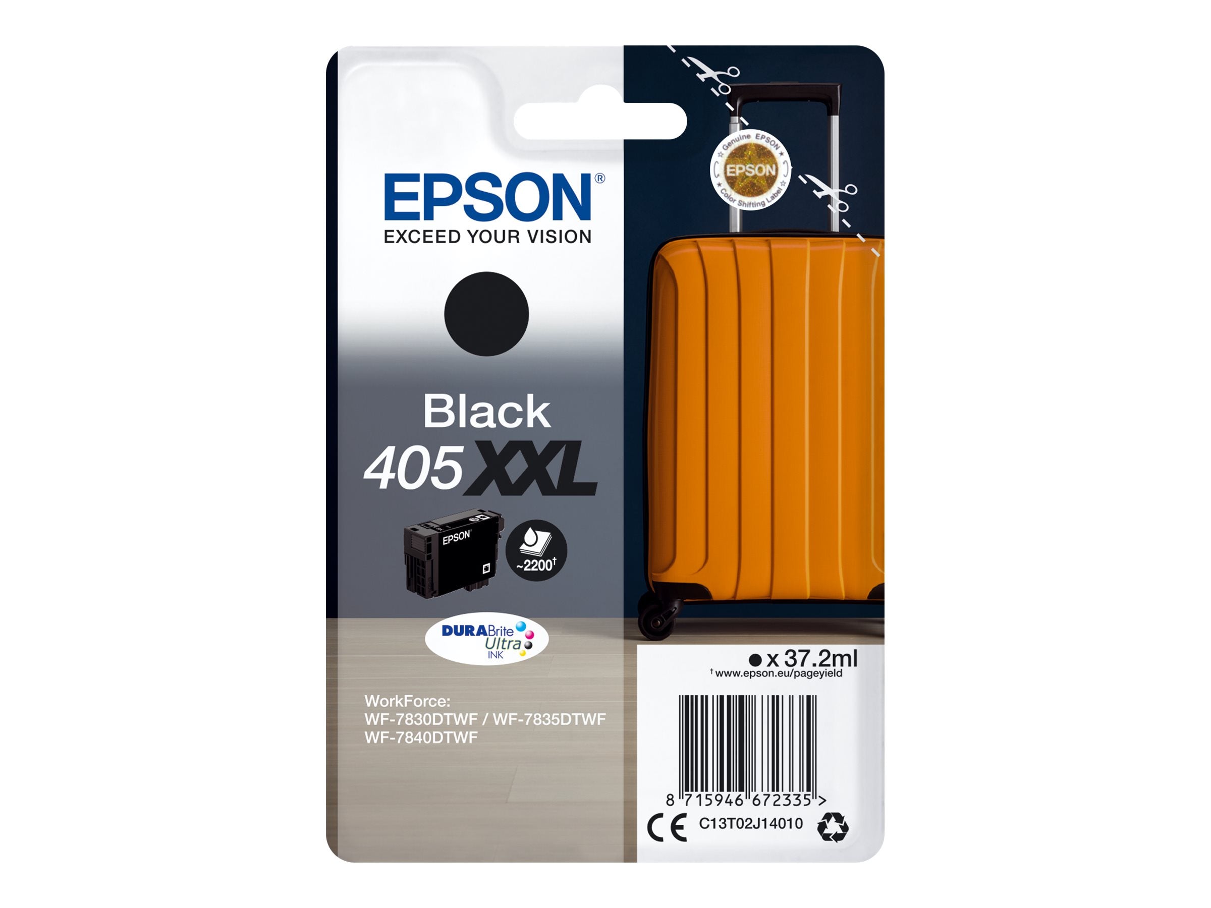 EPSON 4LB Singlepack Black 405XXL DURABrite Ultra Ink w/s Vorderansicht