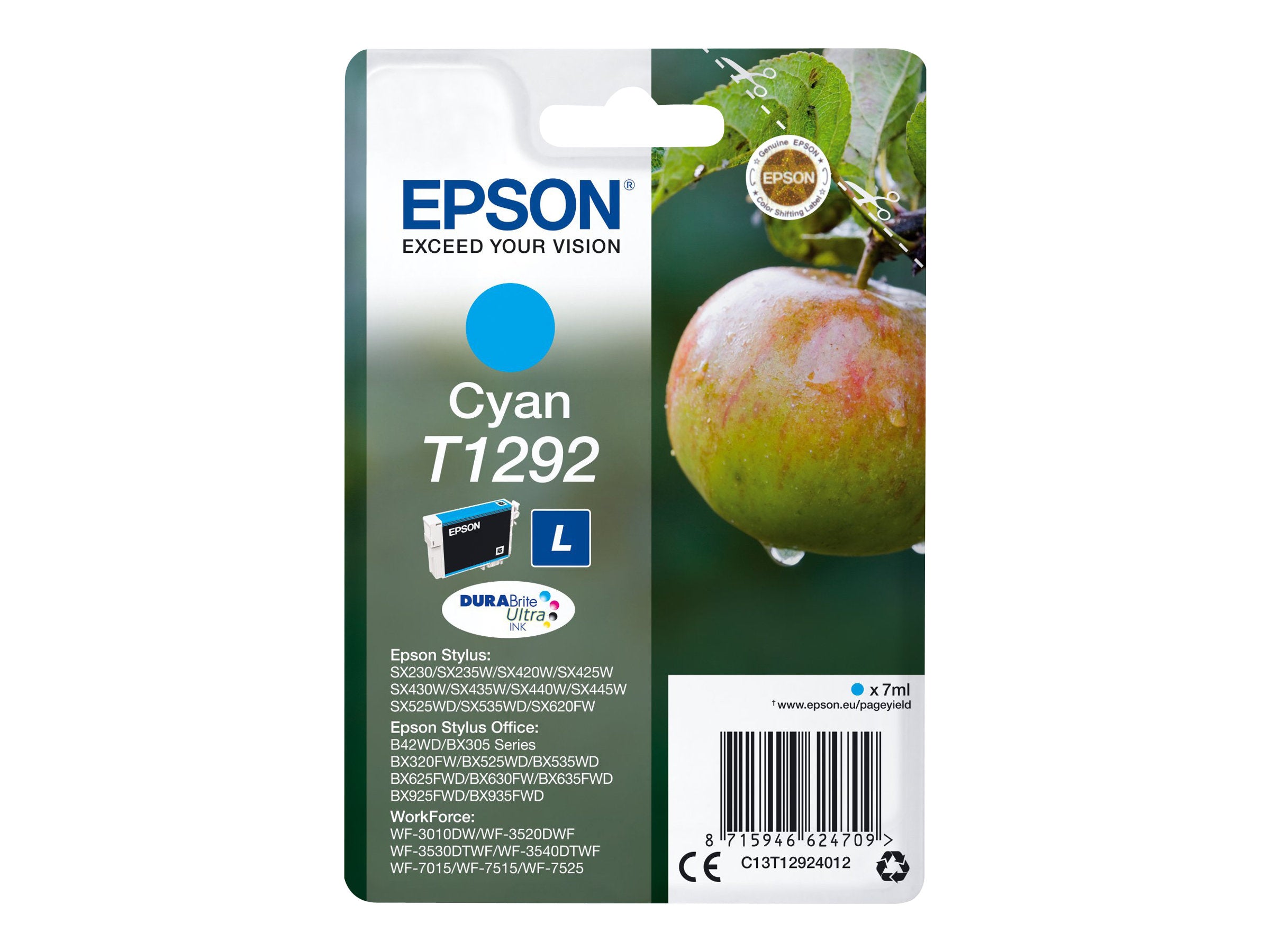 EPSON T1292 Tintenpatrone cyan Vorderansicht