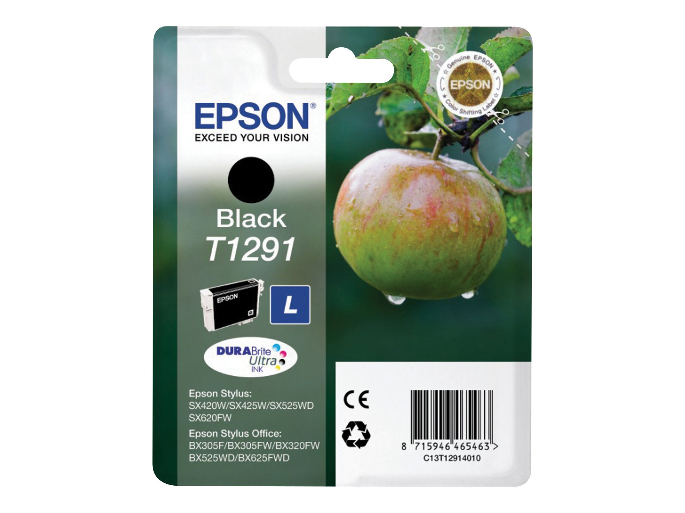 EPSON T1291 Tintenpatrone schwarz Vorderansicht
