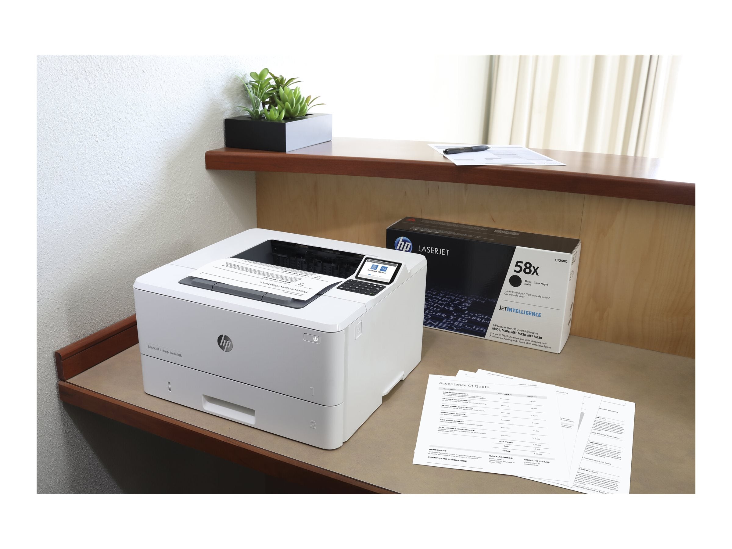 HP LaserJet Enterprise M406dn Printer Vorderansicht