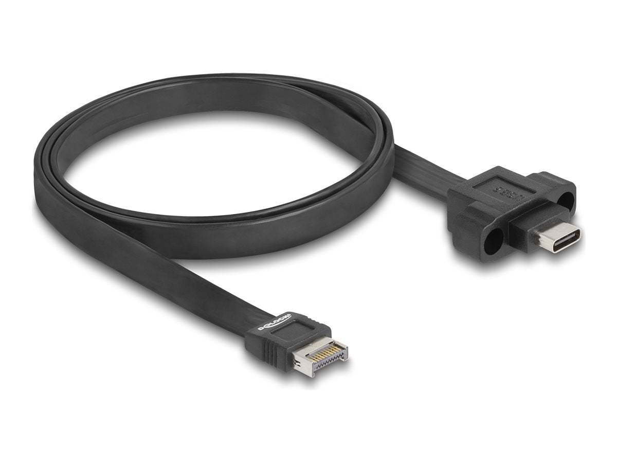 DELOCK USB 10 Gbps Flachbandkabel Typ-E Key A 20 Pin Stecker zu USB Type-C Buchse 75cm - Vorderansicht