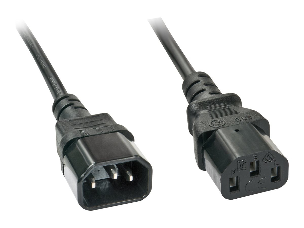 LINDY 2m IEC-Netzverlaengerungskabel C14 an C13 - Vorderansicht