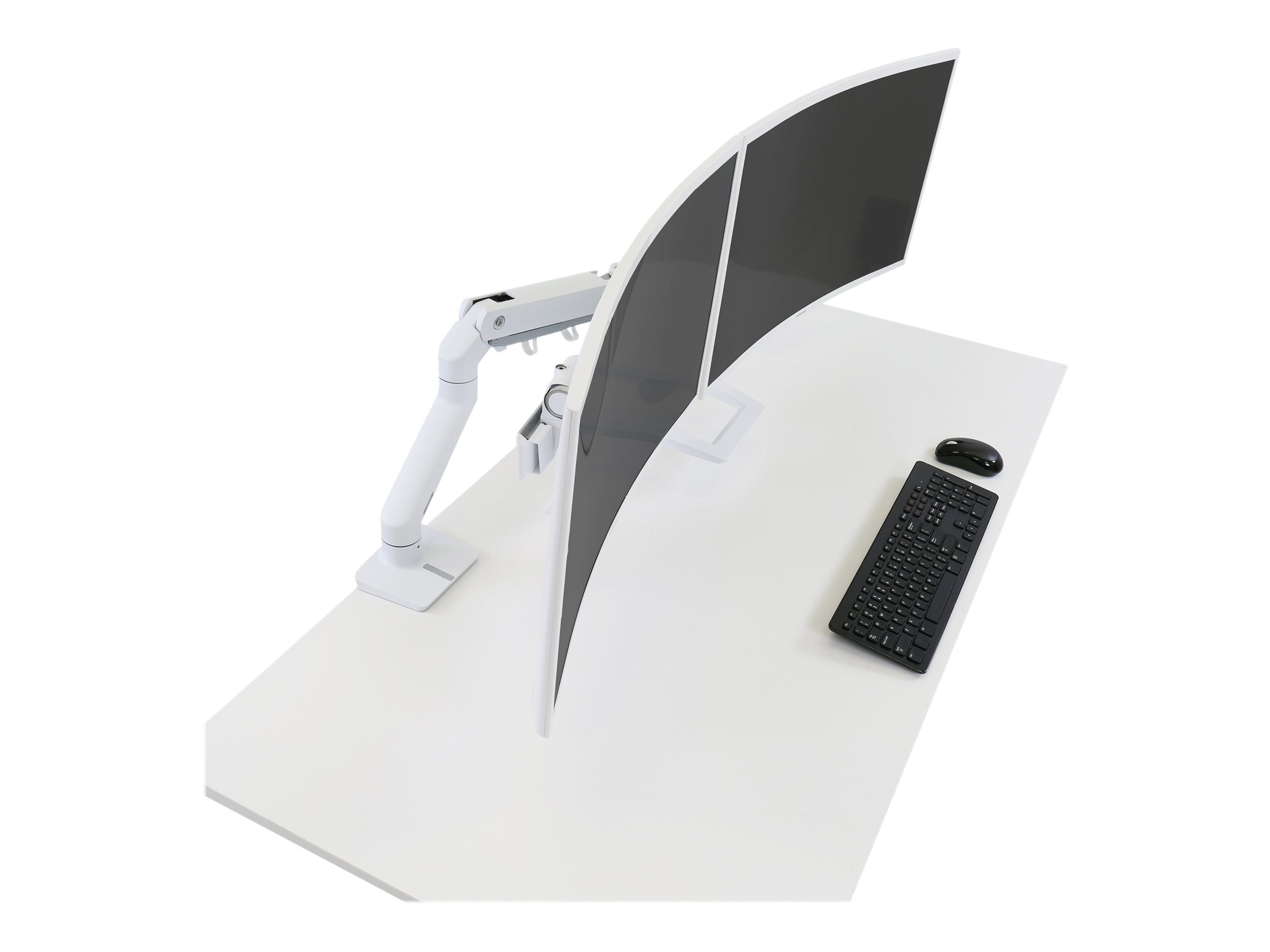 Vorderansicht der ERGOTRON HX dual Monitor Tischhalterung