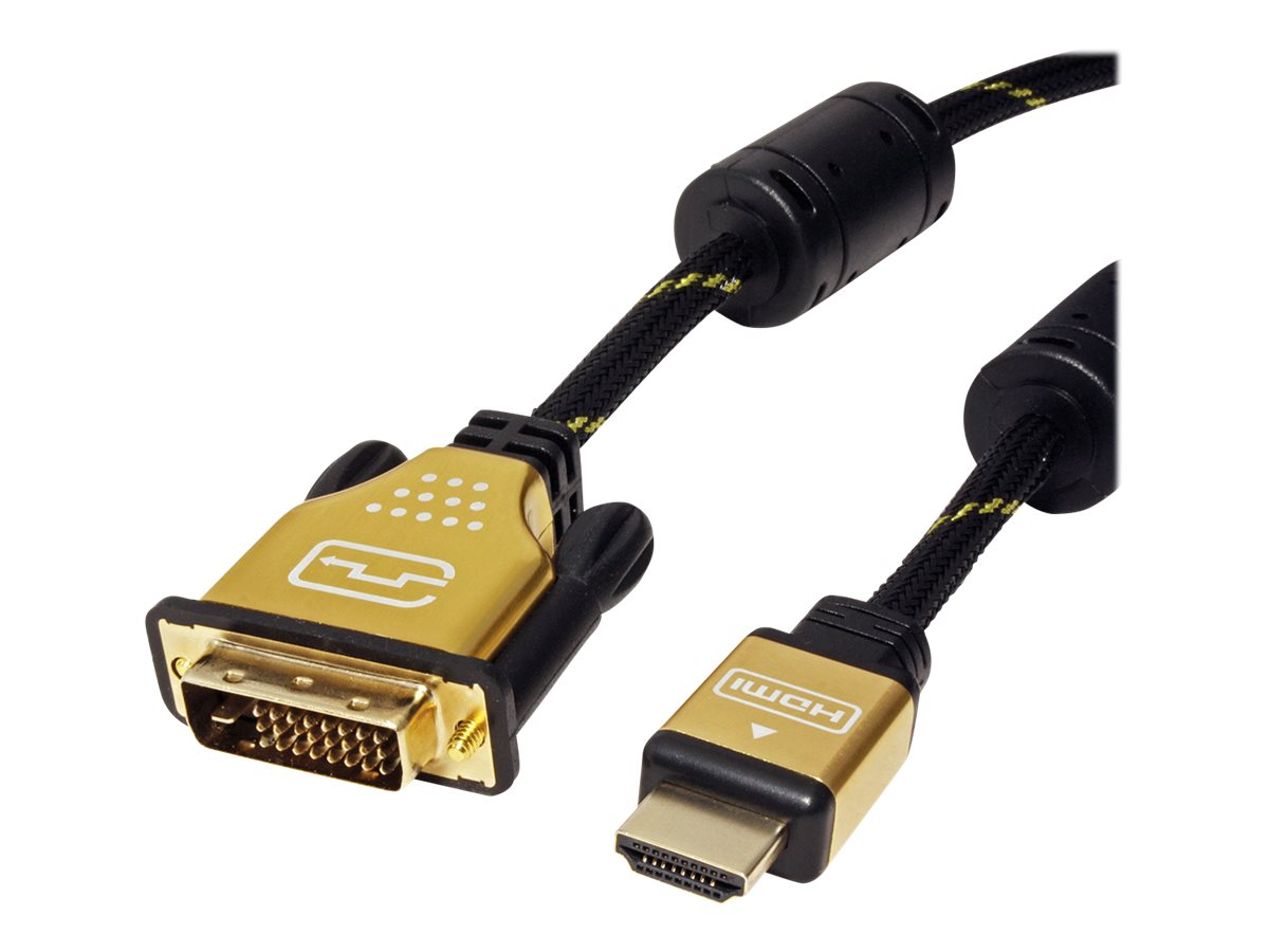 ROLINE GOLD Monitorkabel DVI-HDMI ST-ST 24+1 dual link 1m - Detailansicht der Anschlüsse