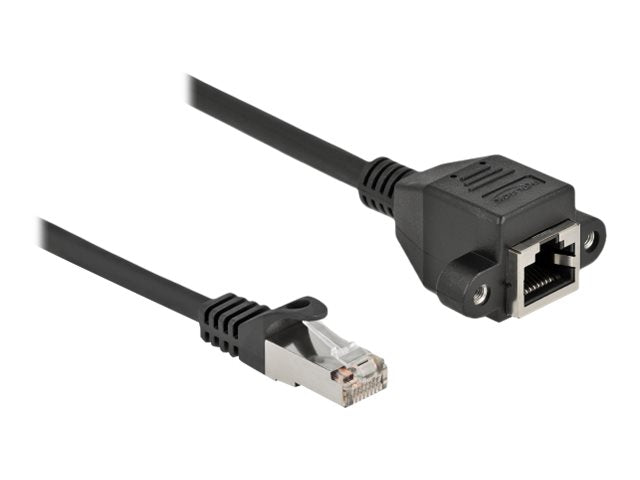 DELOCK Netzwerk Verlängerungskabel S/FTP RJ45 Stecker zu RJ45 Buchse Cat.6A 5m schwarz - Vorderansicht