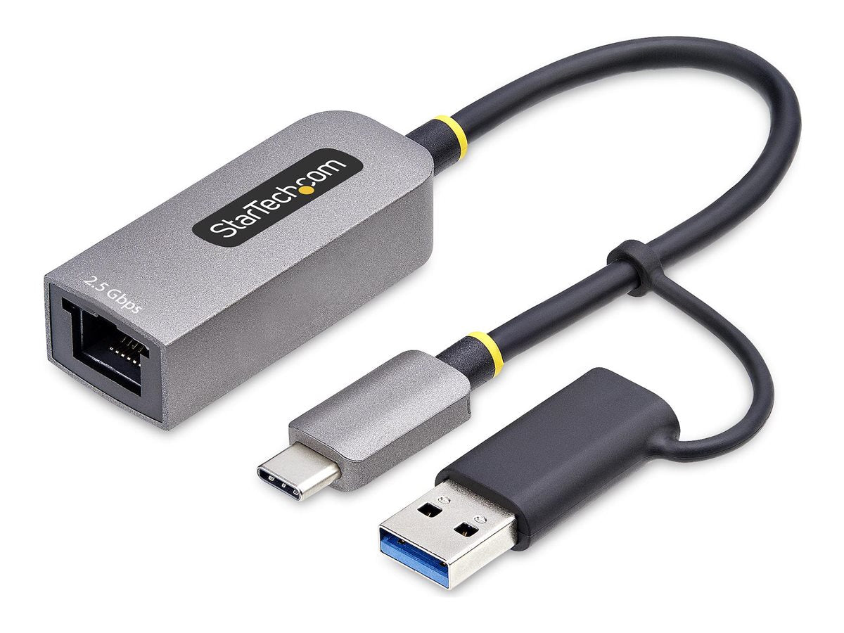 STARTECH.COM 2.5GbE USB C Ethernet Adapter mit USB-A Adapter USB-C LAN-RJ45 Netzwerkadapter USB 3.0 Typ-C 2.5Gb Netzwerk