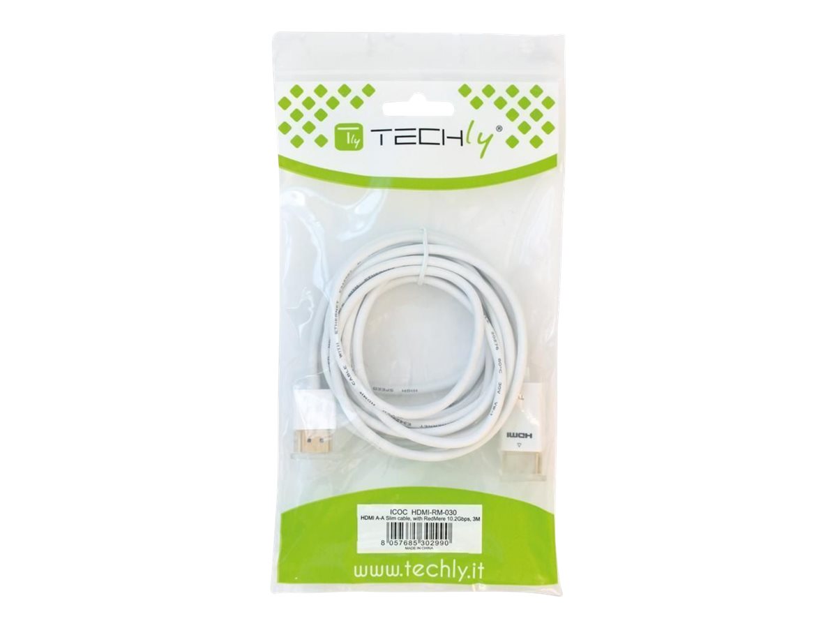 TECHLY HDMI High Speed Kabel Ultra Slim 1m Vorderansicht