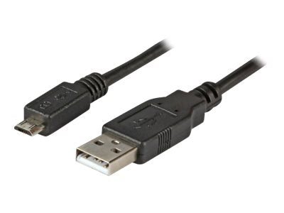 EFB USB2.0 Anschlusskabel Typ A Stecker auf Typ Micro B Stecker 5 polig Classic Schwarz 1m - Vorderansicht