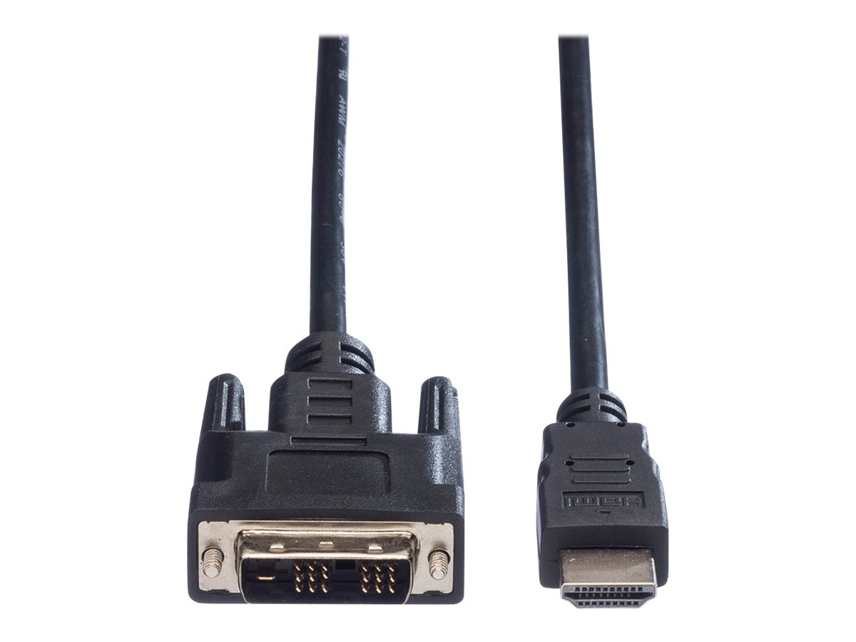 VALUE Kabel DVI 18+1 ST - HDMI ST schwarz 5m Vorderansicht