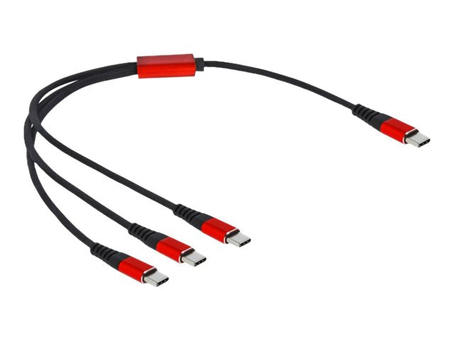 DELOCK USB Ladekabel 3in1 USB Type-C zu 3x USB Type-C 30cm - Vorderansicht