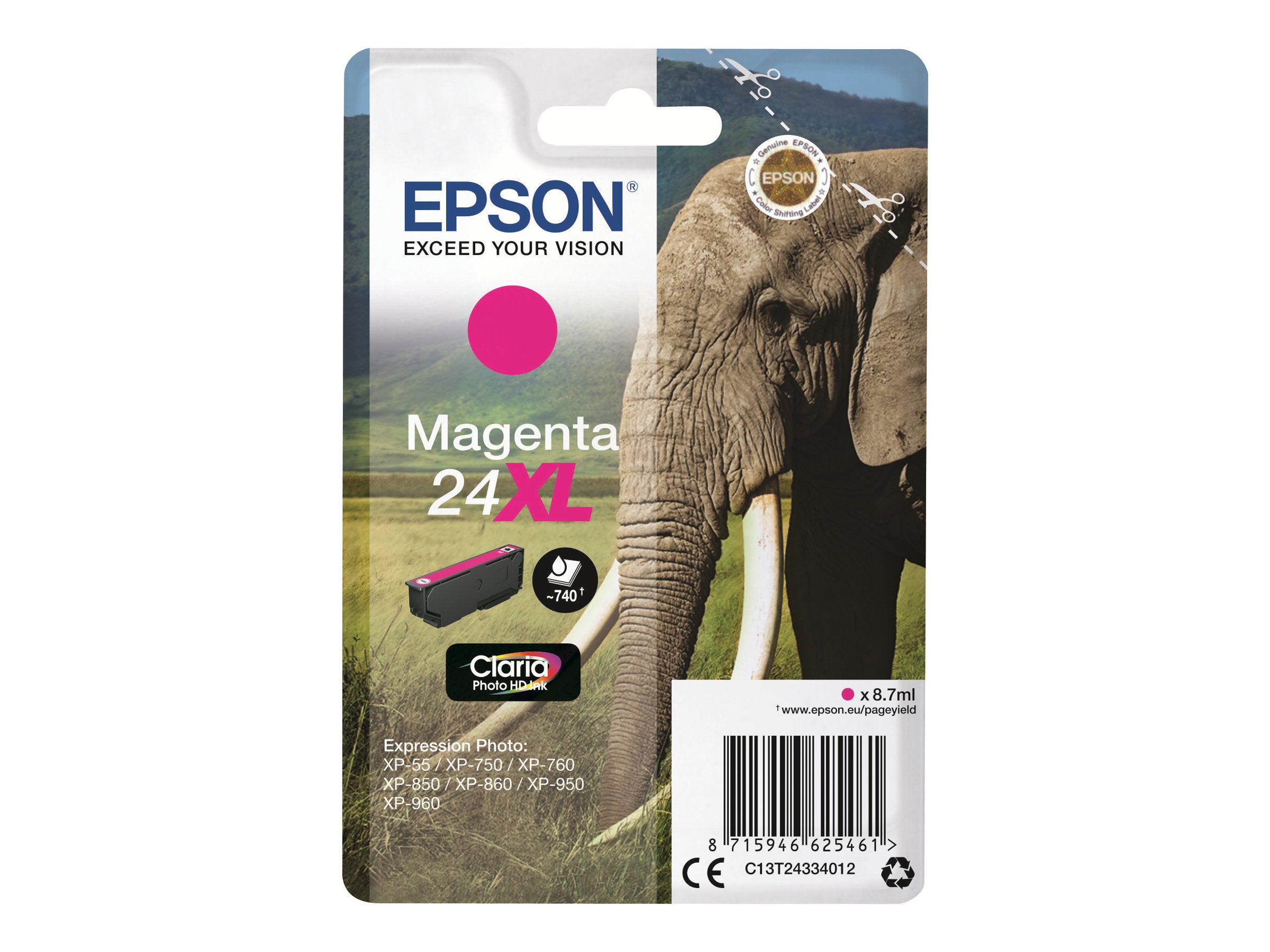 EPSON 1LB 24XL Tintenpatrone magenta Vorderansicht