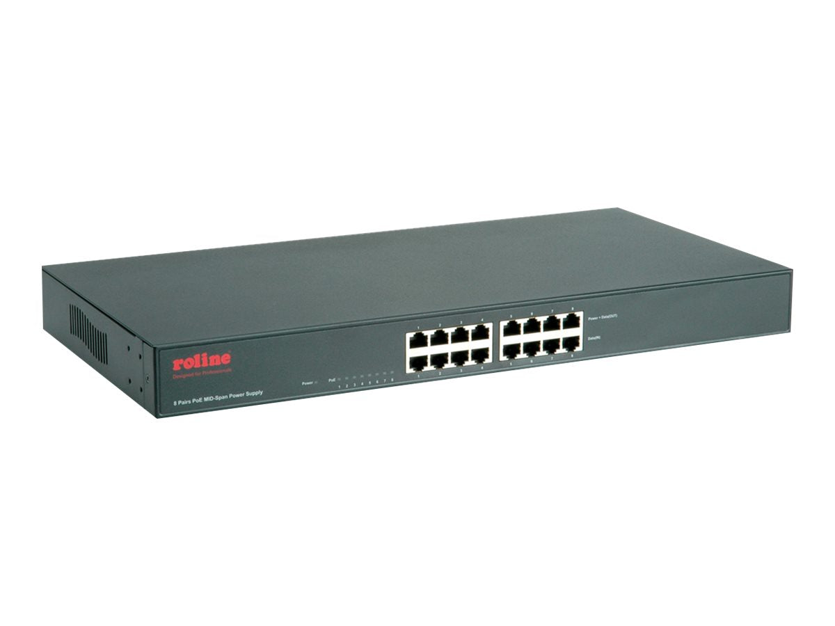 ROLINE 48,26cm 19Zoll Fast Ethernet PoE Mid-Span Injektor Seitenansicht