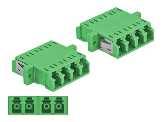 DELOCK LWL Kupplung LC Quad Buchse zu LC Quad Buchse Singlemode 2 Stück grün