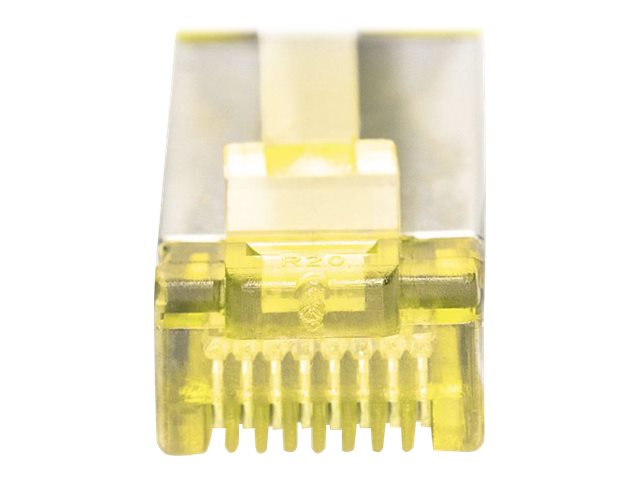 DIGITUS CAT 6A S-FTP Patchkabel Cu LSZH AWG 26/7 15m Gelb - Detailansicht der Stecker