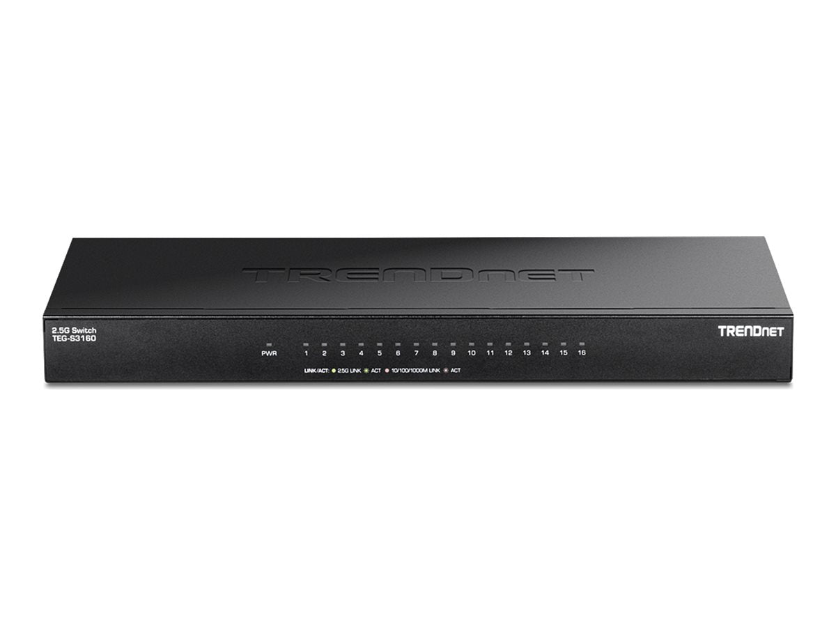 TRENDNET TEG-S3160 16-Port 2.5G Switch Unmanaged Desktop Vorderansicht