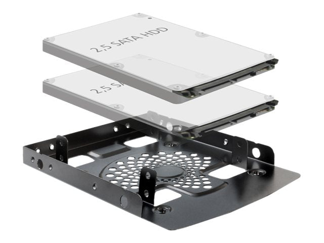 DELOCK Einbaurahmen 3,5 Zoll > 2 x 2,5 Zoll HDD Schacht Vorderansicht
