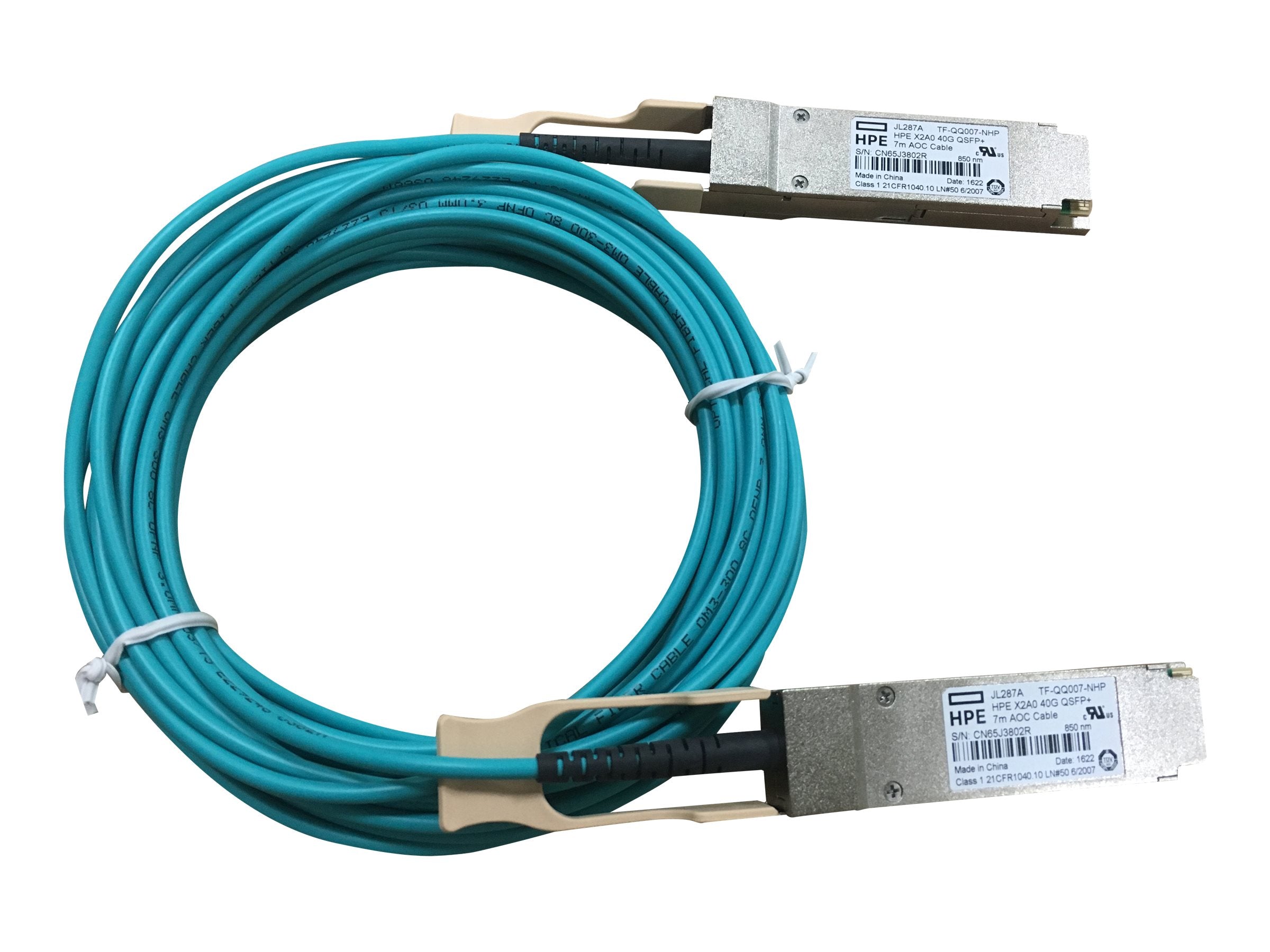 HPE X2A0 40G QSFP+ 7m AOC Cable Vorderansicht